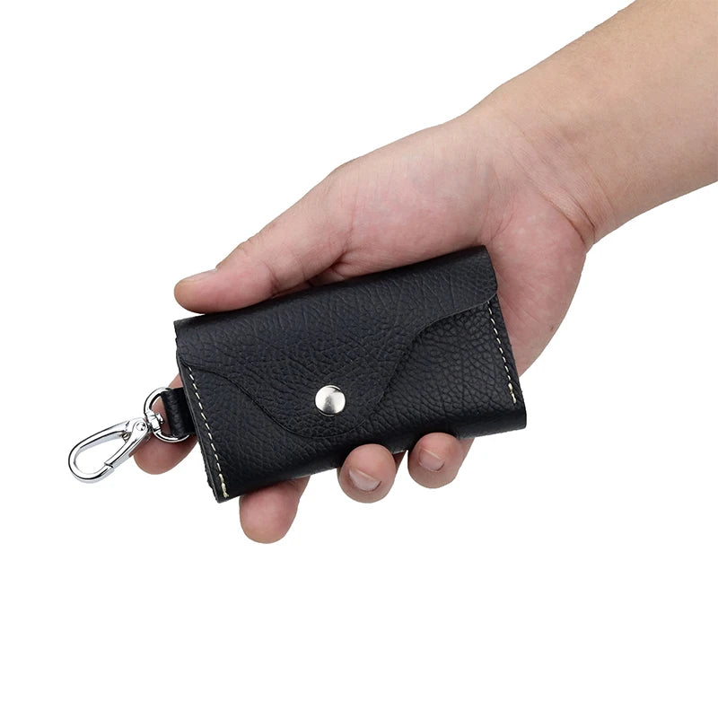 Leather Key Holder Keychain Covers Zipper Key Case Bag