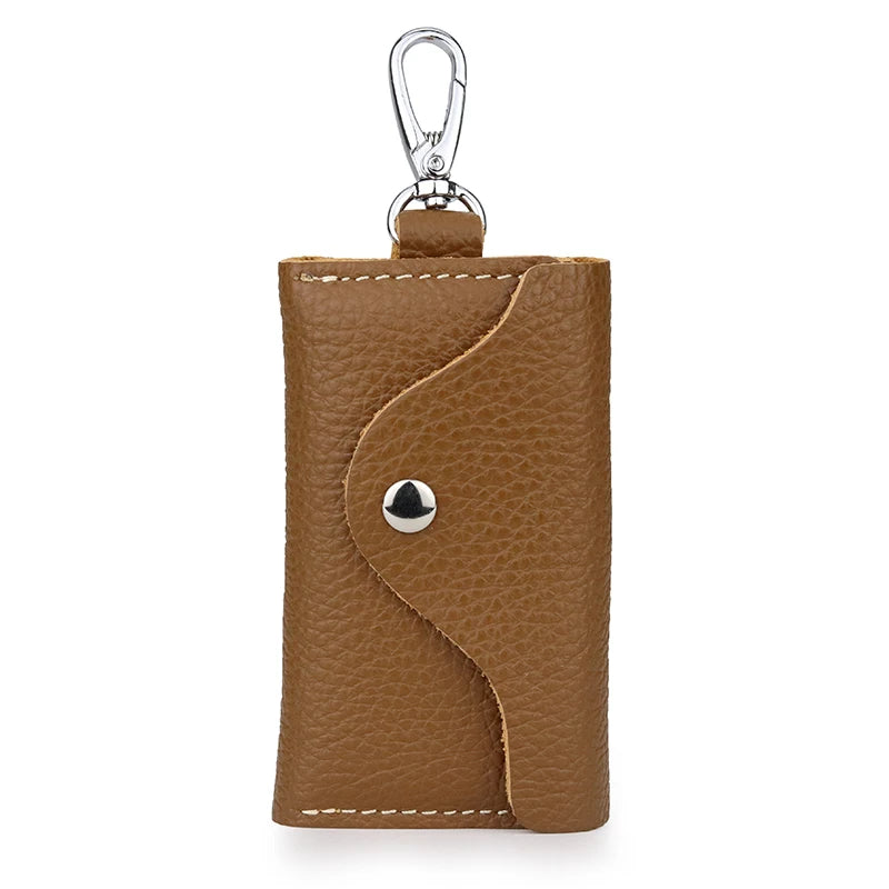 Leather Key Holder Keychain Covers Zipper Key Case Bag