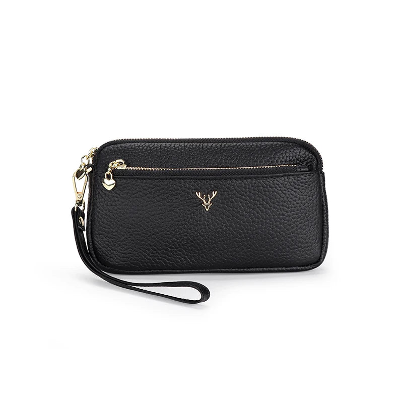 Leather Woman Clutch Wallet with Hand Rope for Lady