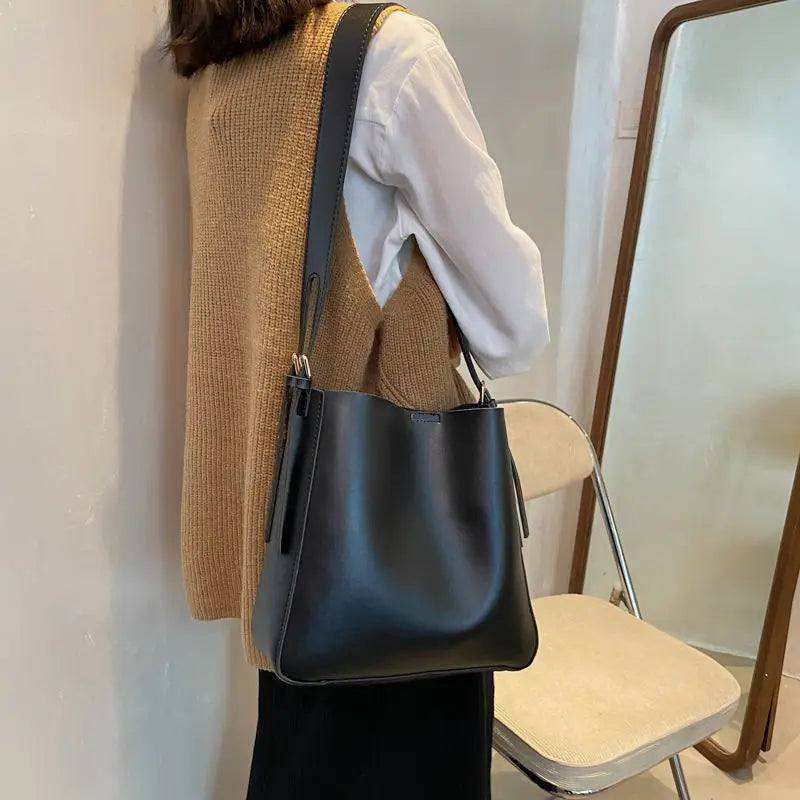 Women's Pu Leather Bucket Bags Brown B146