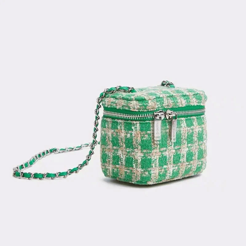 Arrivel Ladies Cloth Crossbody Bag Pink Plaid Grid Checkered Bucket Bag