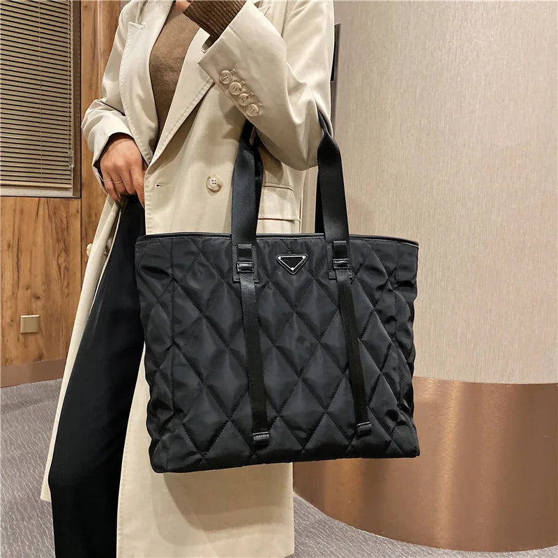 Autumn Winter Lady Shoulder Bag High Nylon Handbags Large Capacity Shopper Bag W