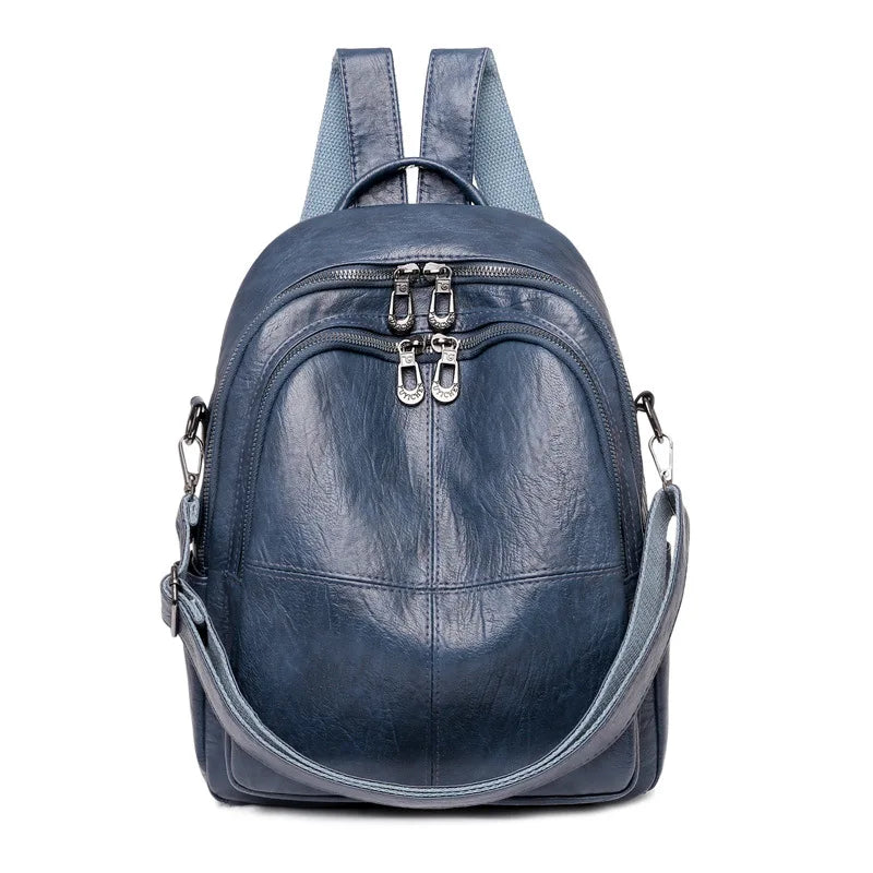 All-match Soft PU Leather Backpack Student Backpack Travel Bag