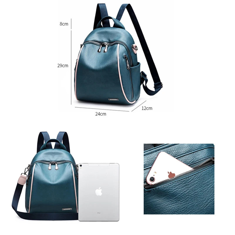 Women Waterproof Backbag Small Daily Bag PU Leather