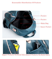 Women Waterproof Backbag Small Daily Bag PU Leather