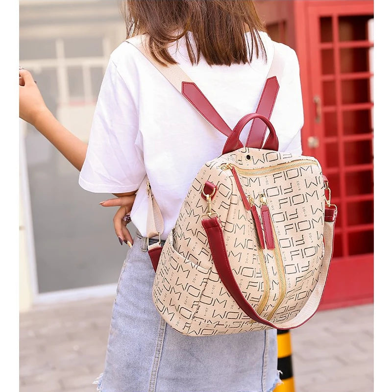 Women's Soft PU Leather Rucksack Travel Backpack