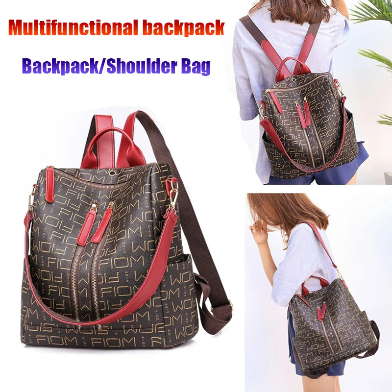 Women's Soft PU Leather Rucksack Travel Backpack
