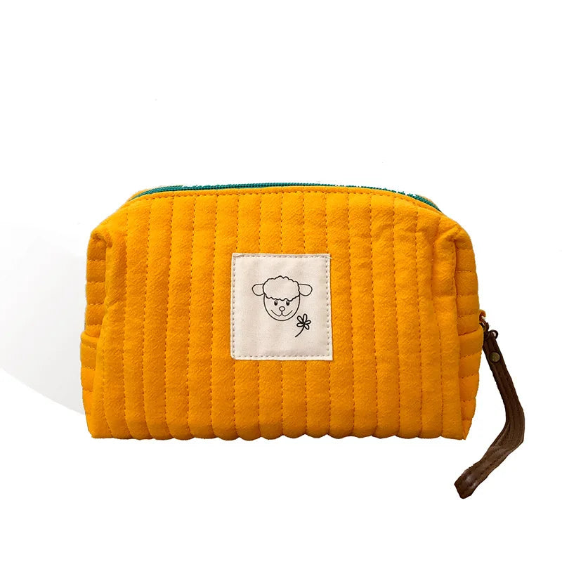 Quilted Cosmetic Bag Portable Makeup Toiletry Bag