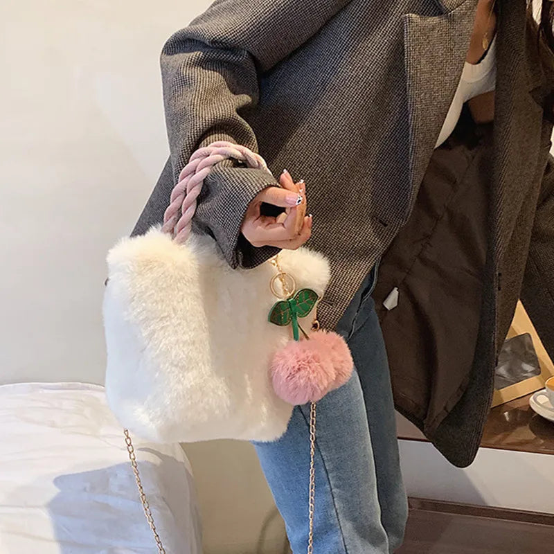 Autumn Winter Plush Bag Messenger Bag Lovely Handbag