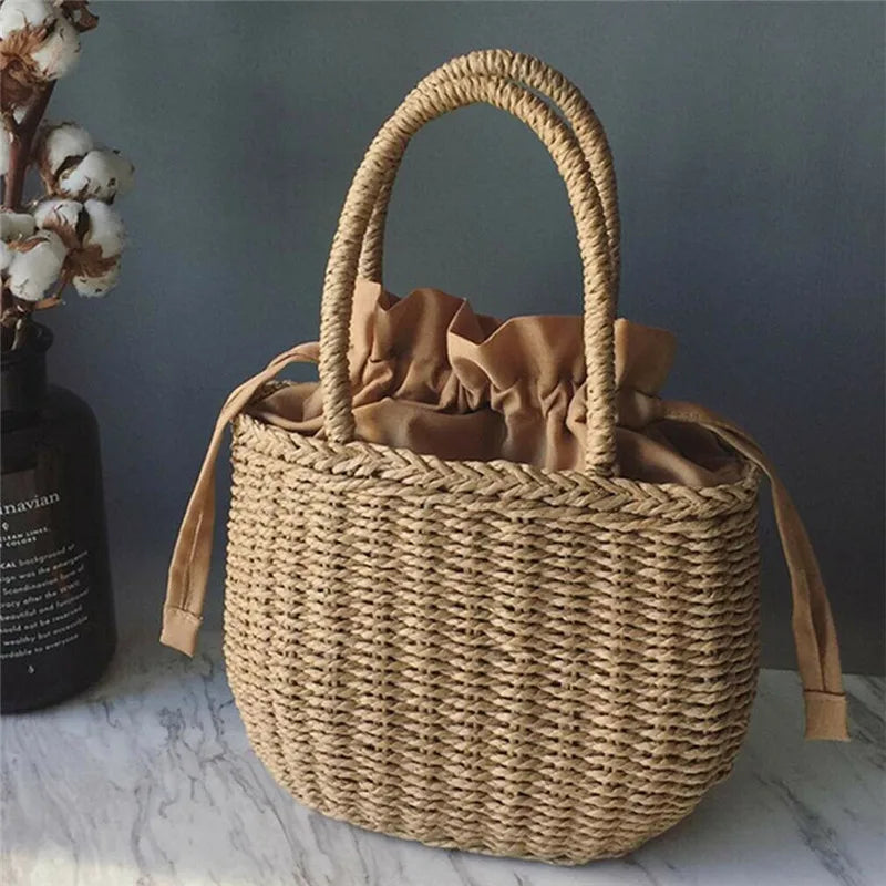 Rattan Straw Woven Bag Shoulder Tote Large Handbag Purse