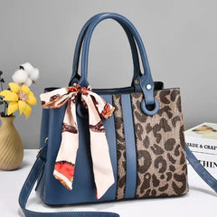 Color-block Scarf One Shoulder Messenger Handbag