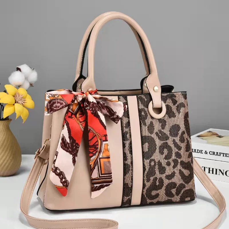 Color-block Scarf One Shoulder Messenger Handbag