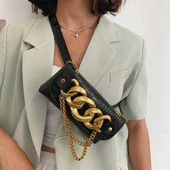 Women Waist Bag Chain Fanny Pack Crossbody Chest Bags Belt Bag