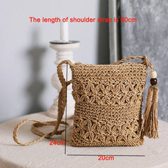 Summer Tassel Rattan Crossbody Bag