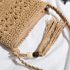 Summer Tassel Rattan Crossbody Bag