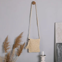 Summer Tassel Rattan Crossbody Bag