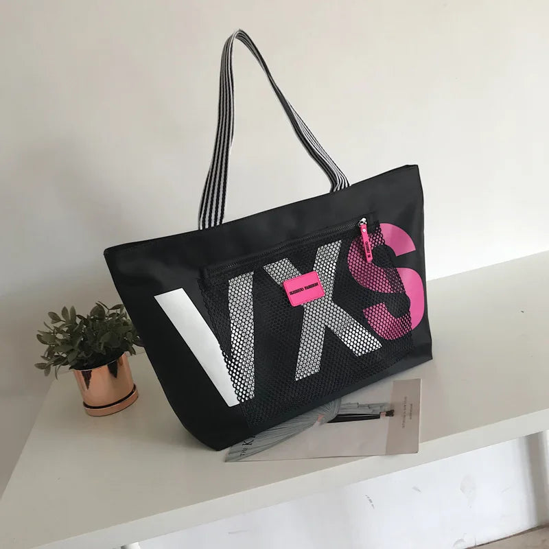 Striped Beach Tote Bag Large Capacity Women Canvas Handbag