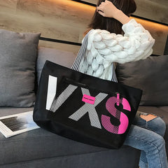 Striped Beach Tote Bag Large Capacity Women Canvas Handbag