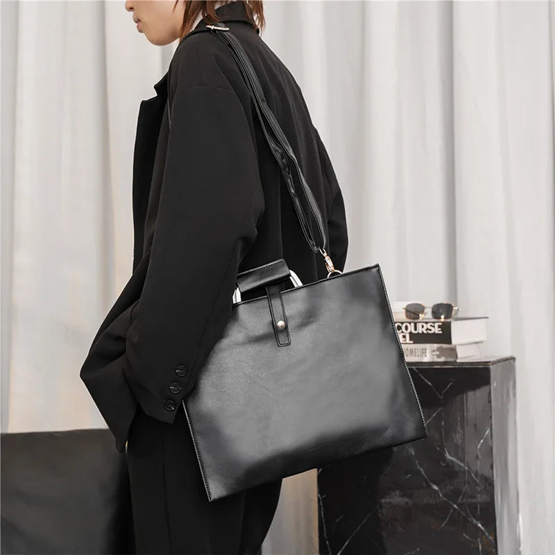 Waterproof Leather Briefcase for Men Business File Bag