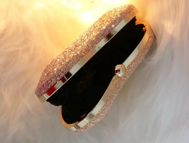 Heart Shaped Bling Messenger Bag with Chain