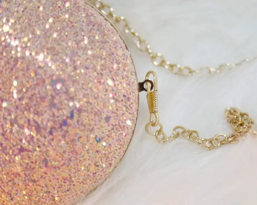 Heart Shaped Bling Messenger Bag with Chain