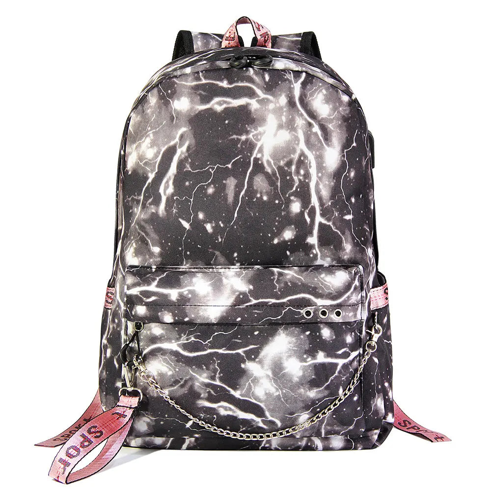 Canvas USB Laptop Backpack Kids School Book Bags