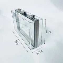 Acrylic Shoulder Bag Small Square Casual Clutch Silver Frame