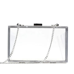 Acrylic Shoulder Bag Small Square Casual Clutch Silver Frame