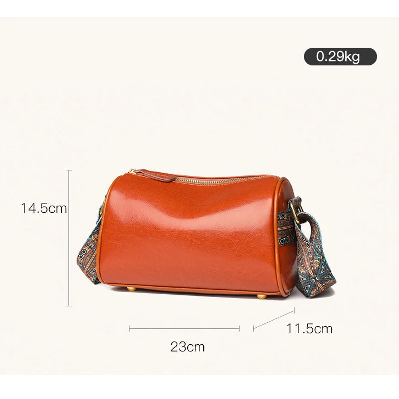 Vintage Leather Sling Messenger Bag for Women