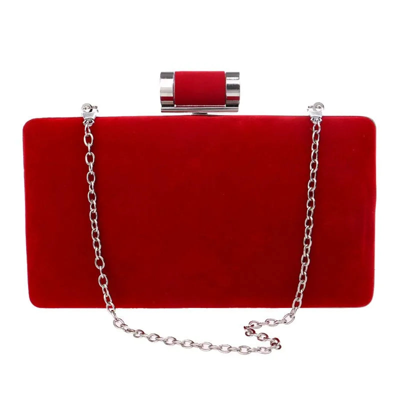 Suede Clutch Banquet Evening Wallet Box Bag