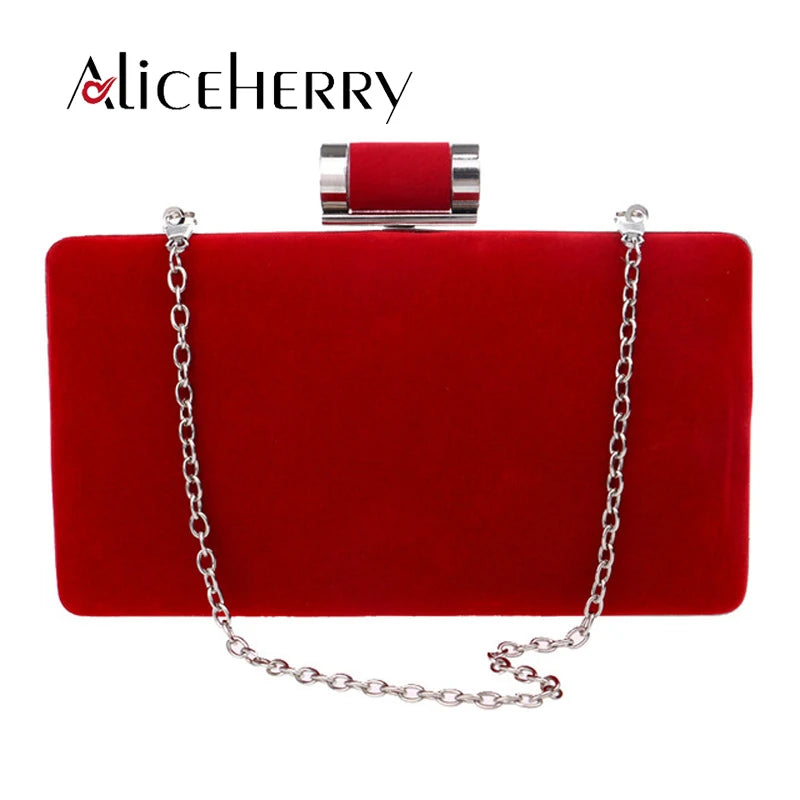 Suede Clutch Banquet Evening Wallet Box Bag