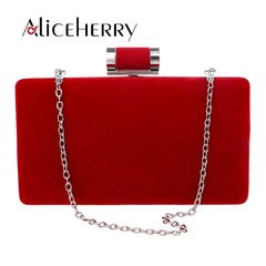 Suede Clutch Banquet Evening Wallet Box Bag