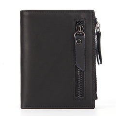 Cow Leather wallet RFID Men's short wallet Zipper bag Vintage Man Purse