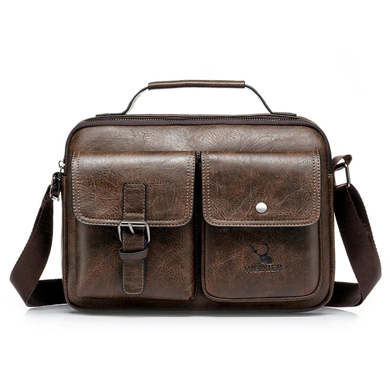Men PU Leather Shoulder Messenger Bag Vintage Crossbody Tote Waterproof