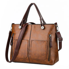 Vintage Lady Handbags Women Shoulder Bags Double Pocket Tote Bags