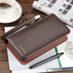 Men Clutch Wallets Large Capacity Double Zipper Phone Pouch