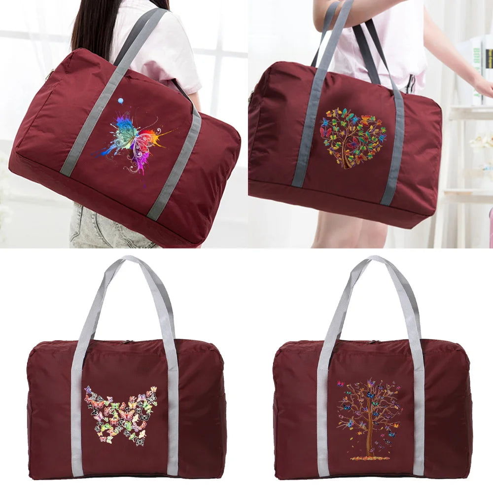 Butterfly Print Travel Bag Unisex Foldable Duffle Bag Organizers