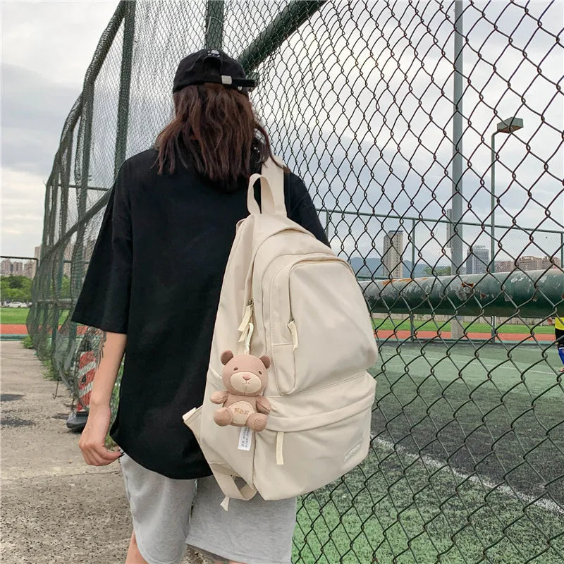 Candy Double Zipper Women Backpack High Waterproof Nylon School Bag