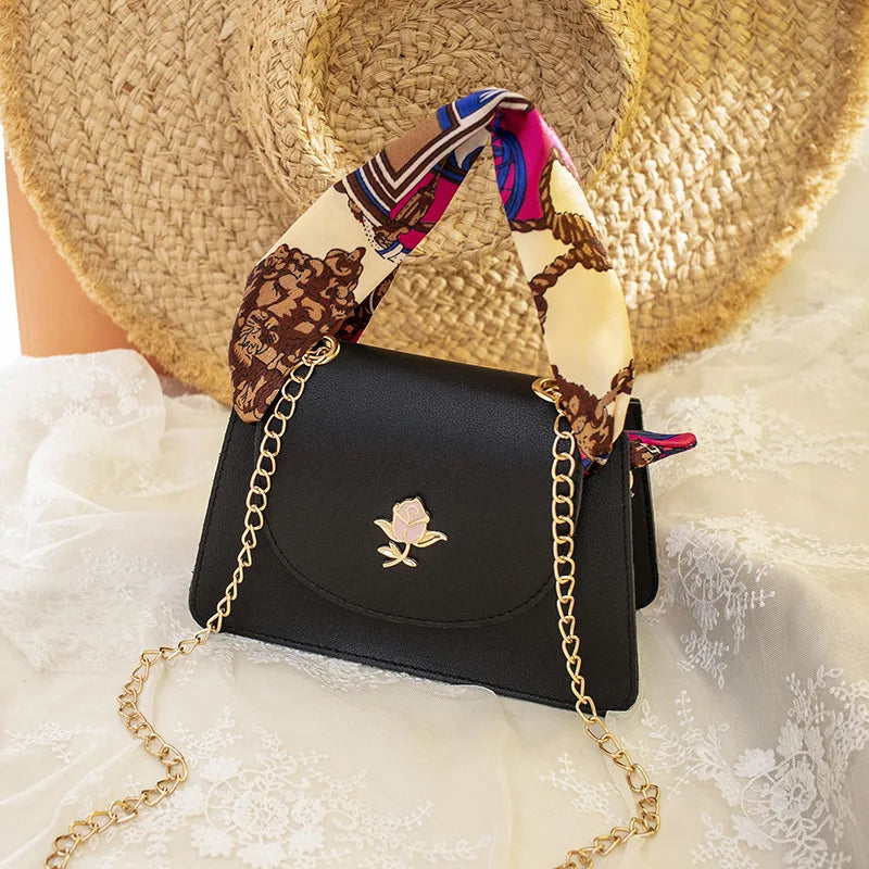 Candy Women Mini Crossbody Bag Scarf Handle Bag Handbags Hollow Mobile Phone Sma