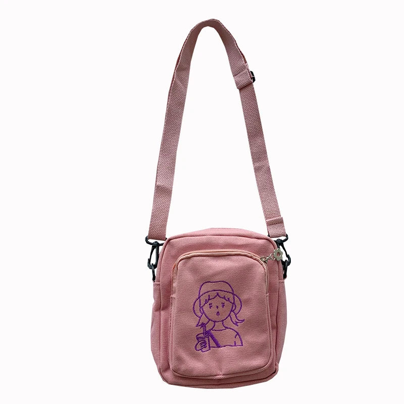 Japanese Style Canvas Messenger Bag for Women