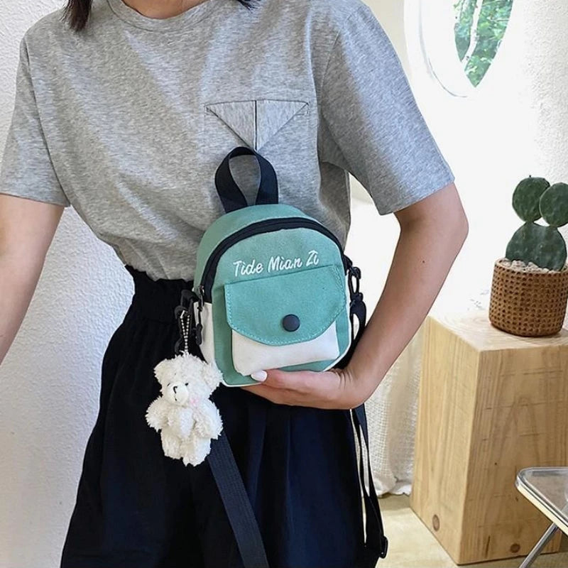 Canvas Crossbody Bag for Women Small Fresh One Shoulder Messenger Bag