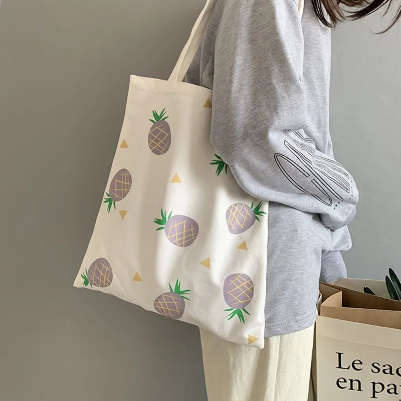 Canvas Shoulder Handbag Japanese Style Fruit Lightweight Cloth Bag