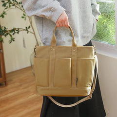Women's Canvas Shoulder Bag Large Tote Shopper Handbag Solid Color