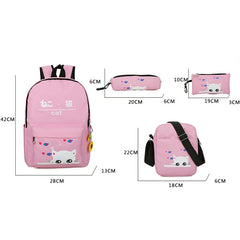 Canvas Children Bags Large-capacity Kids School Bag Cat Knapsack