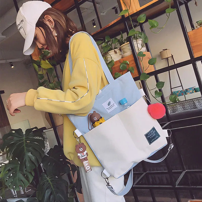 Canvas Crossbody Bags for Women Large Capacity Schoolbag