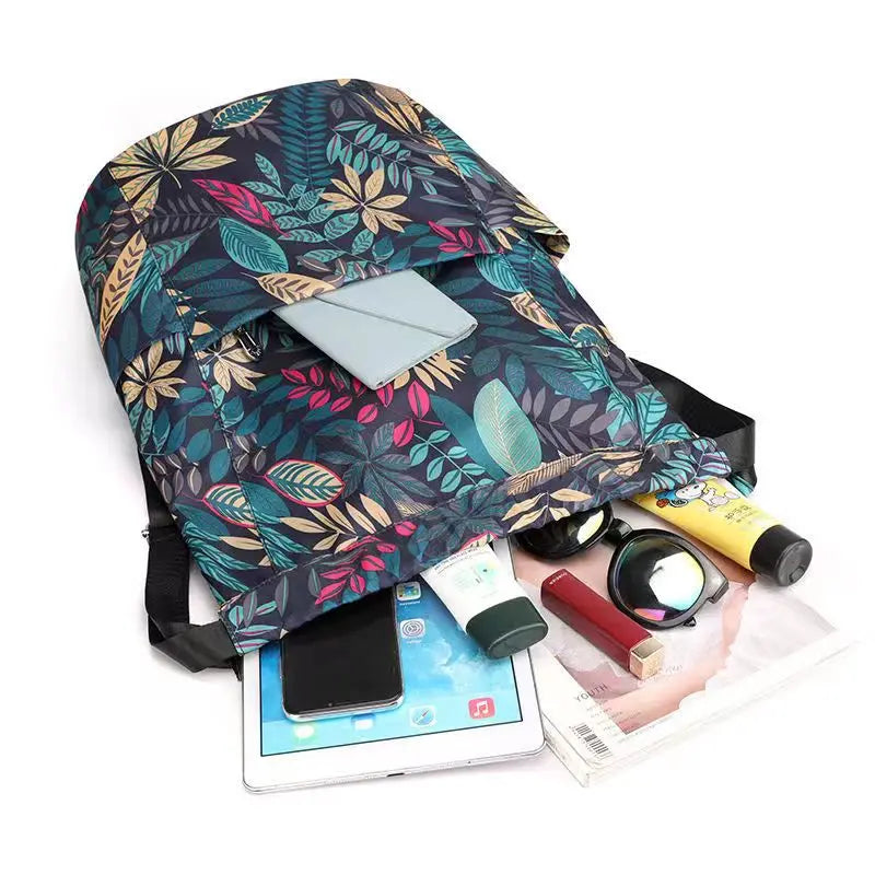 Floral Drawstring Backpack Lightweight Large-Capacity Bag