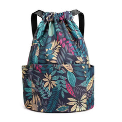 Floral Drawstring Backpack Lightweight Large-Capacity Bag