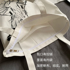 Canvas Shoulder Bag Lightweight Student Cloth Bag Japanese Cartoon Printing