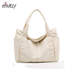 Canvas Multi-pockets Zipper Handbag for Student School Teacher Leisure Tote