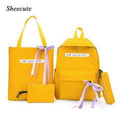 Canvas Student Bag Female Backpack Tassel School Bags for Girls